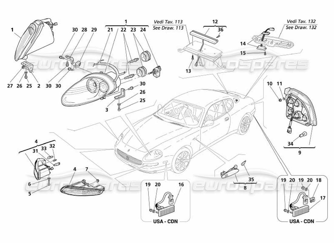 un schéma de pièces du catalogue de pièces maserati 4200 coupe (2005)