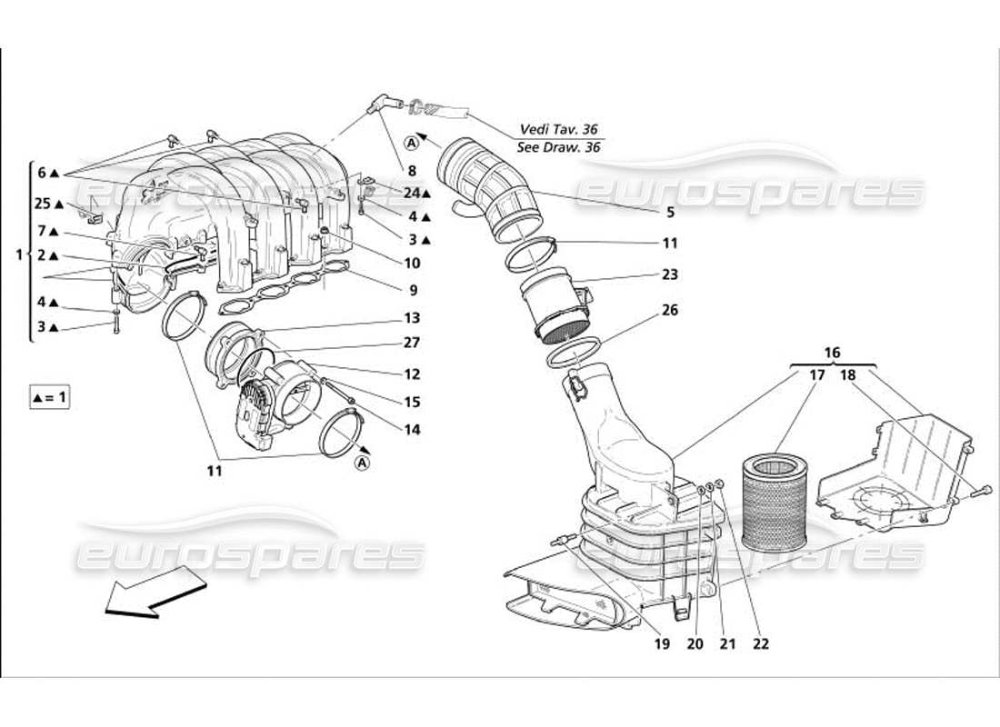 un schéma de pièces du catalogue de pièces maserati 4200 coupe (2005)