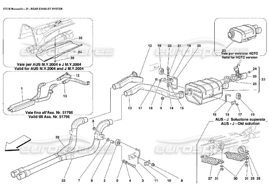 un schéma de pièces du catalogue de pièces ferrari 575