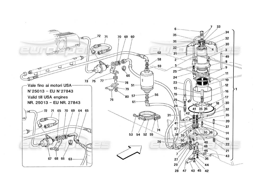 un schéma de pièces du catalogue de pièces ferrari 348 (1993) tb / ts