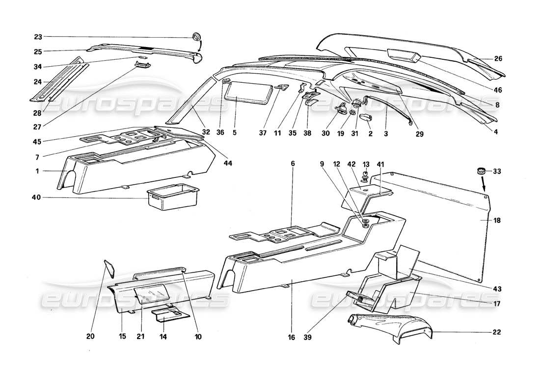 un schéma de pièces du catalogue de pièces Ferrari 328 (1988)