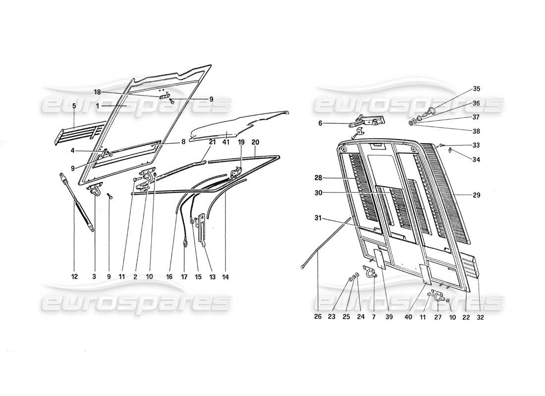 un schéma de pièces du catalogue de pièces ferrari 288