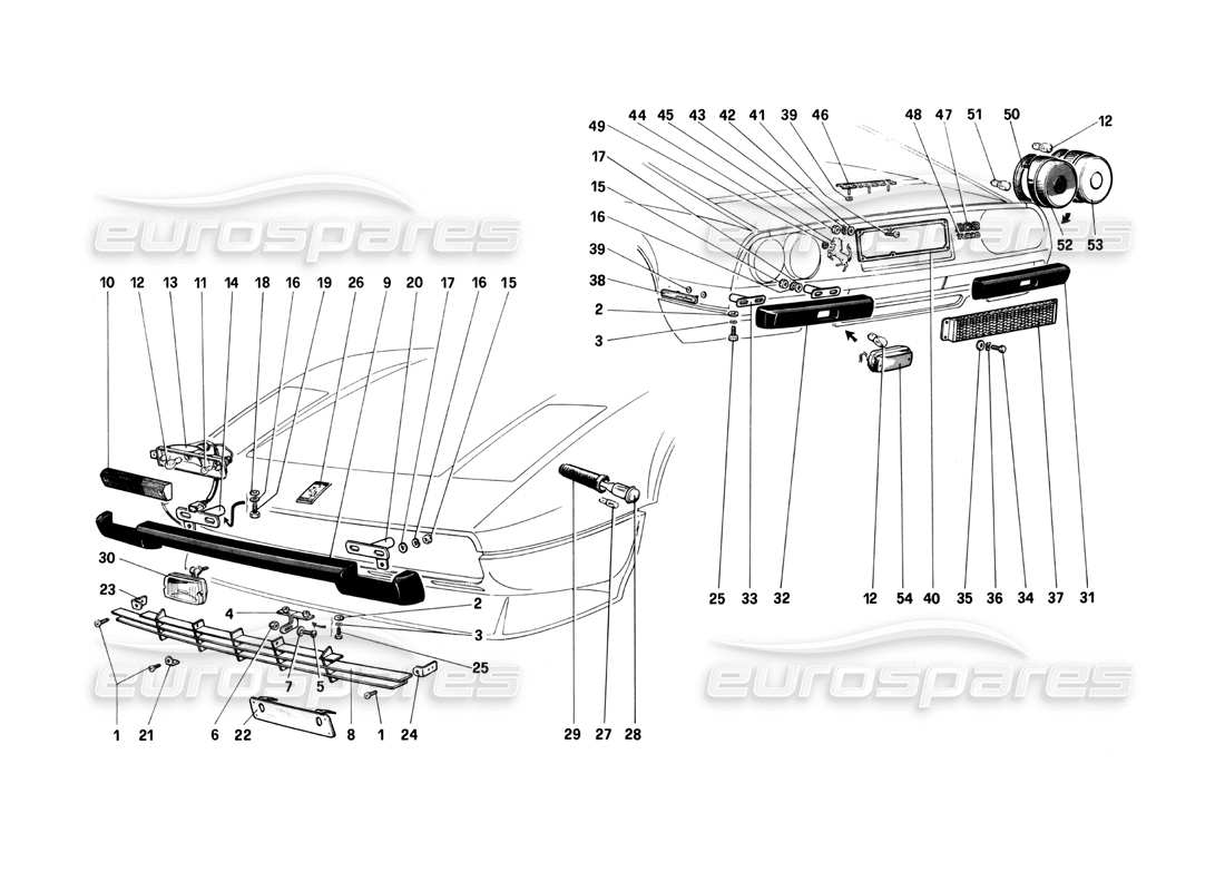 un schéma de pièces du catalogue de pièces Ferrari 208 Turbo (1982)