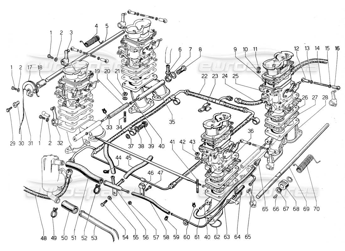 un schéma de pièces du catalogue de pièces lamborghini urraco