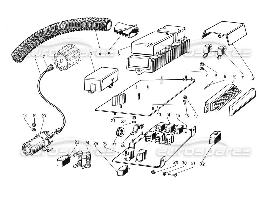un schéma de pièces du catalogue de pièces lamborghini countach 5000 qv (1985)