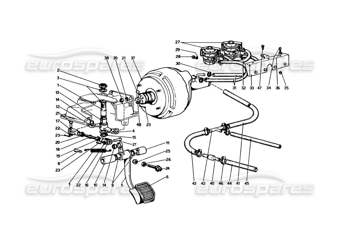 ferrari 365 gt4 berlinetta boxer système hydraulique de freinage schéma des pièces