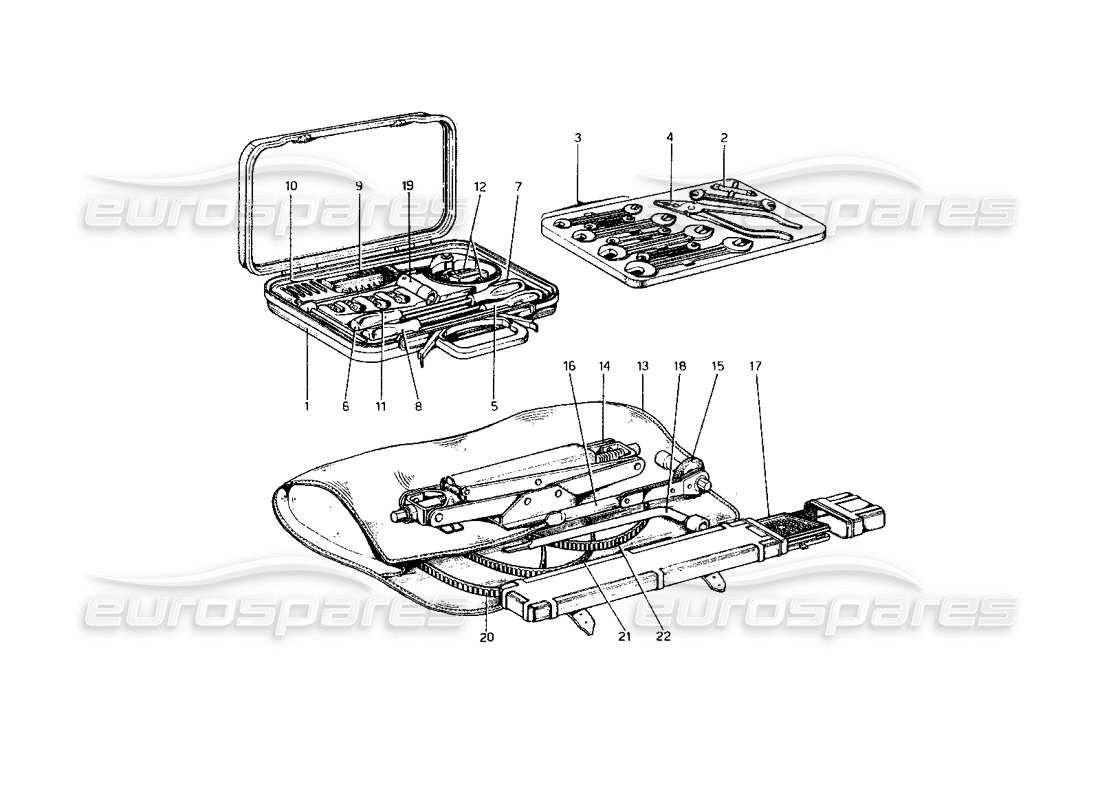 ferrari 400 gt (mechanical) schéma des pièces du kit d'outils