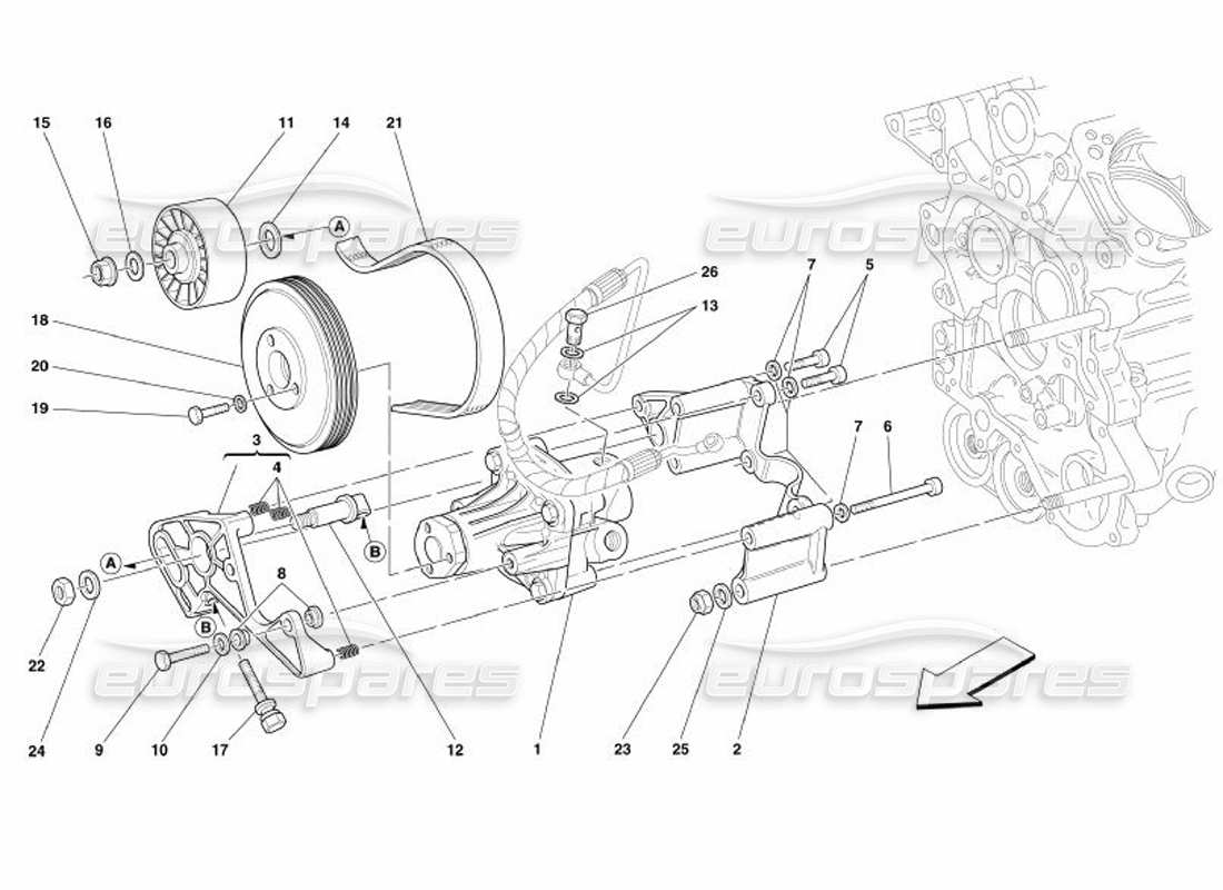 ferrari 575 superamerica schéma des pièces des pompes de direction hydrauliques