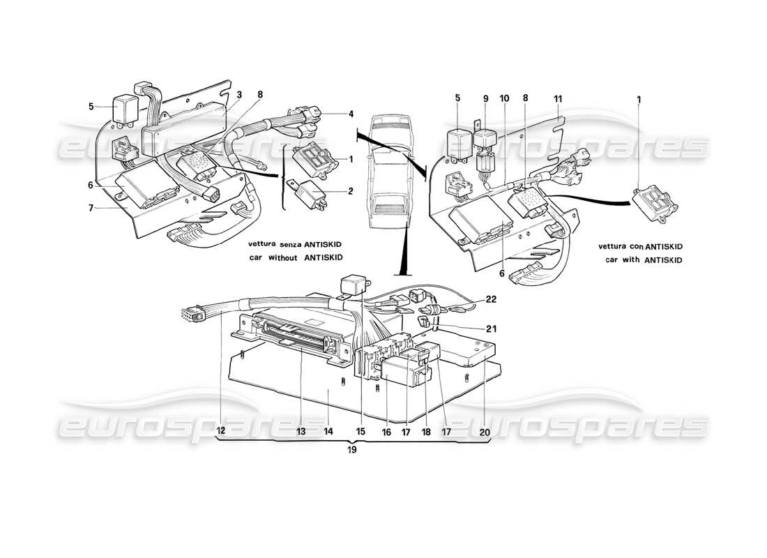 ferrari mondial 3.2 qv (1987) cartes électriques secondaires – ch88 exclus schéma des pièces