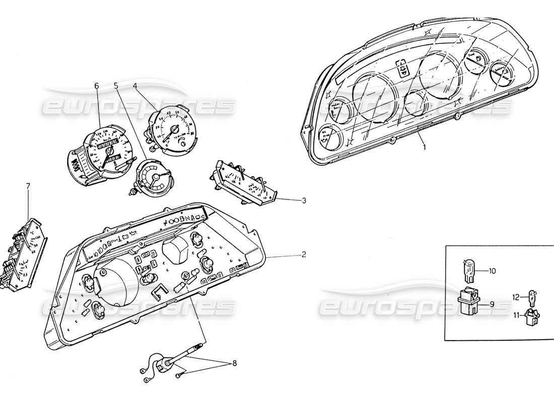 maserati 222 / 222e biturbo instrumentation schéma des pièces