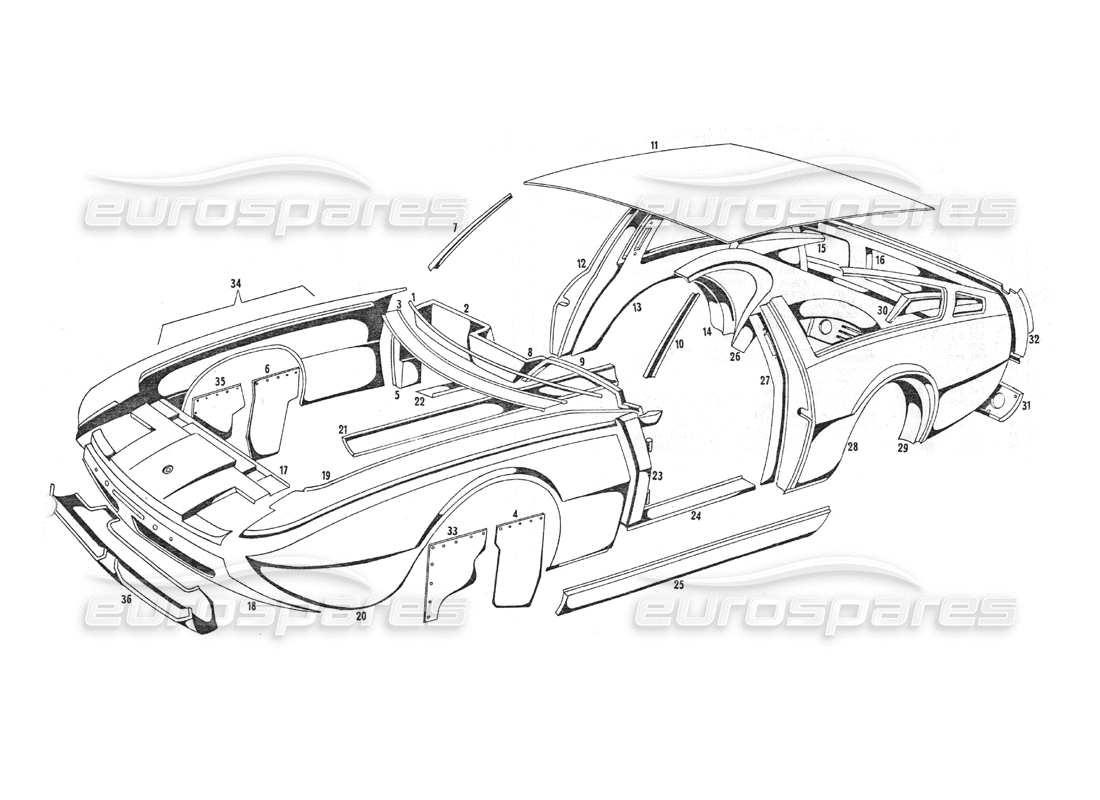 maserati indy 4.2 coque du corps schéma des pièces