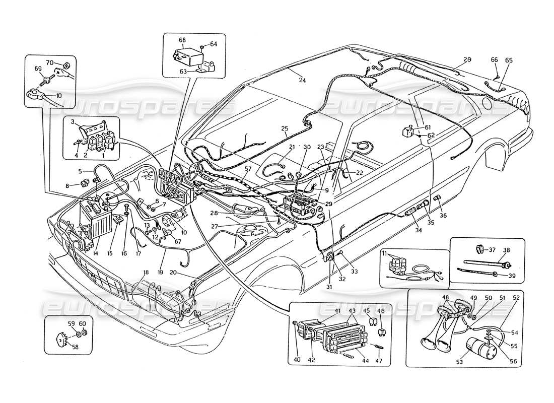 maserati 2.24v faisceau de câblage et composants électriques schéma des pièces