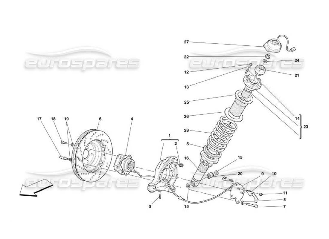 ferrari 575 superamerica suspension avant - amortisseur et disque de frein schéma des pièces