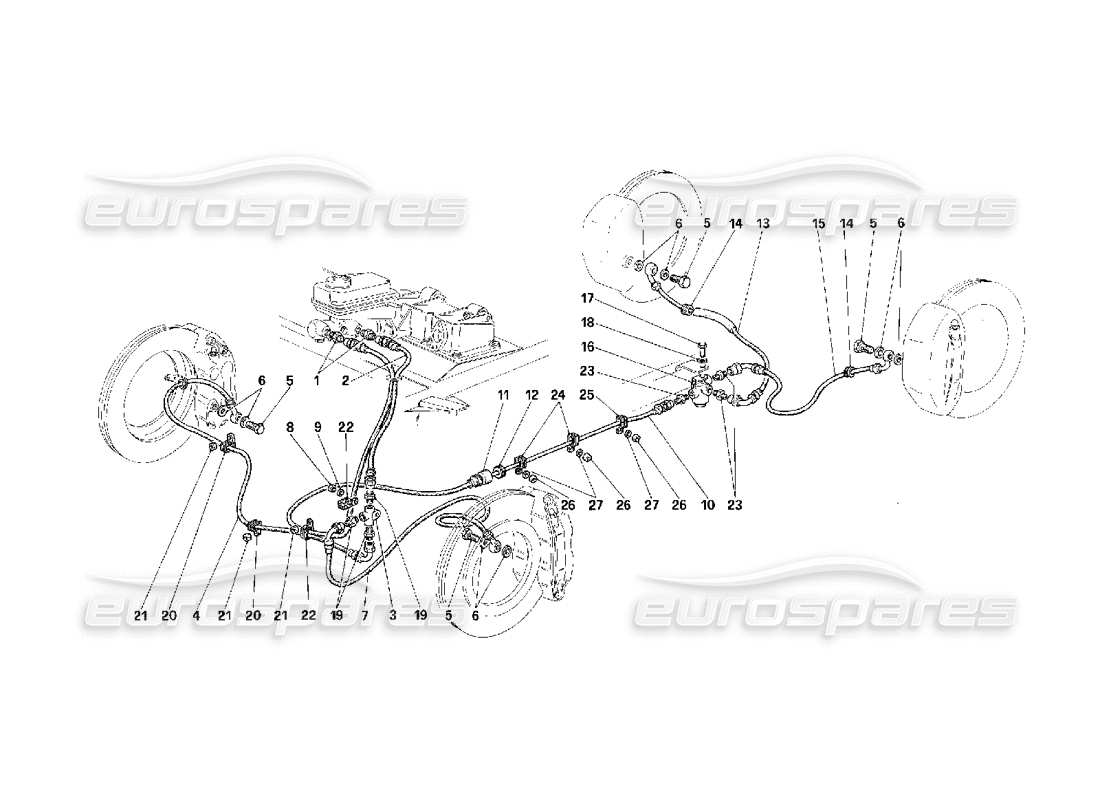 ferrari f40 système de freinage - pas pour les états-unis - schéma des pièces