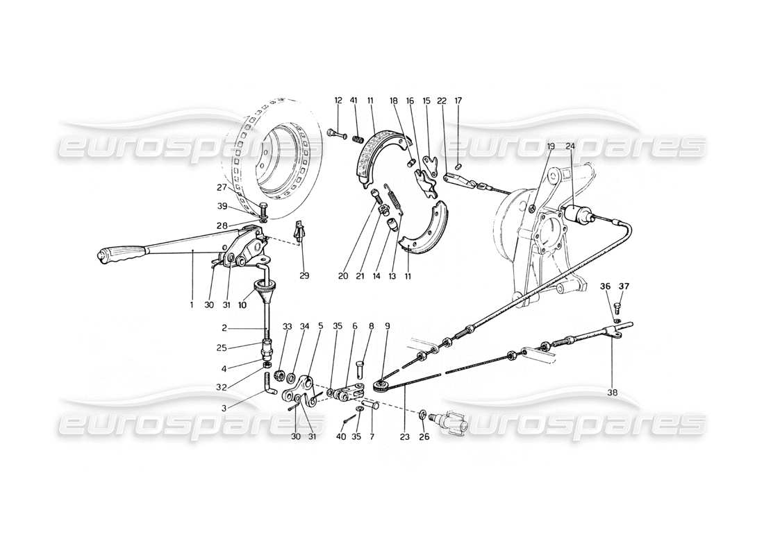 ferrari 400 gt (mechanical) commande de frein à main schéma des pièces