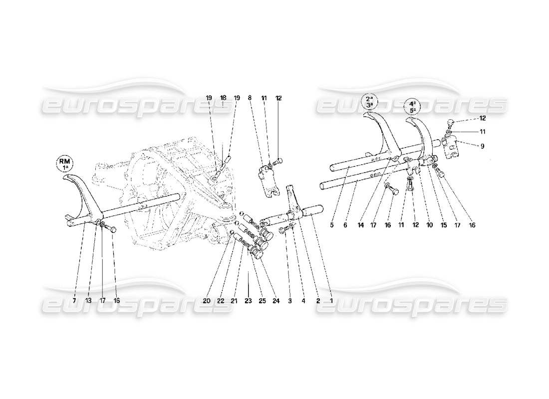 ferrari f40 diagramme des pièces des commandes intérieures de la boîte de vitesses