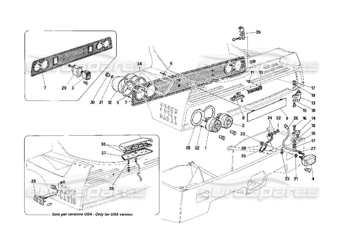 ferrari f40 schéma des pièces des feux arrière