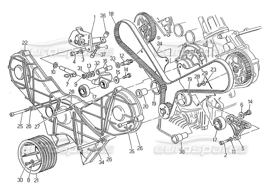 maserati 2.24v schéma des pièces de contrôle de synchronisation