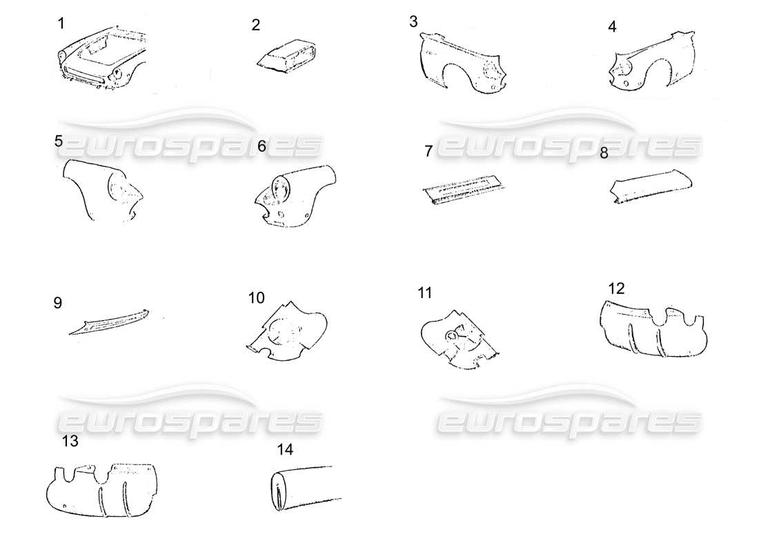 ferrari 250 gt (coachwork) diagramme de la partie avant du corps