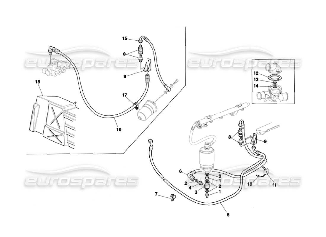 ferrari 355 challenge (1996) système d'alimentation en carburant - thermostat schéma des pièces