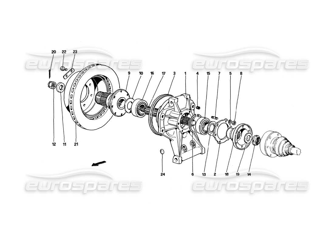 ferrari 512 bbi suspension arrière - schéma des pièces des disques de frein