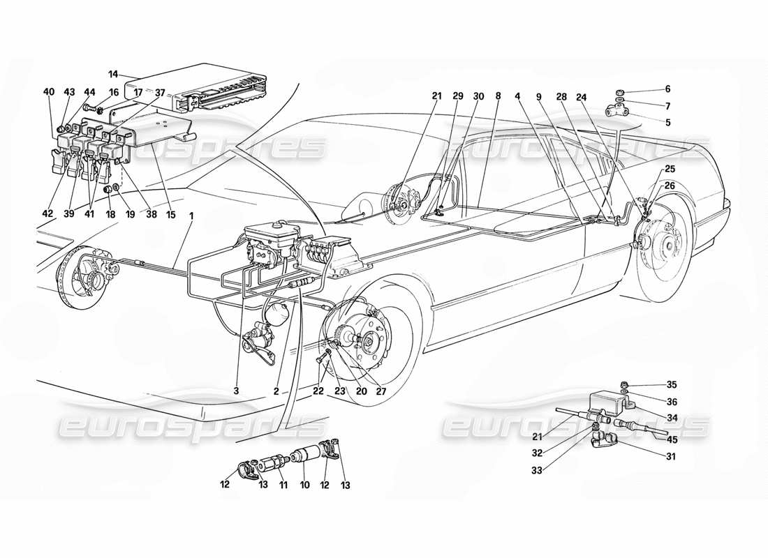 ferrari 328 (1988) système antidérapant schéma des pièces