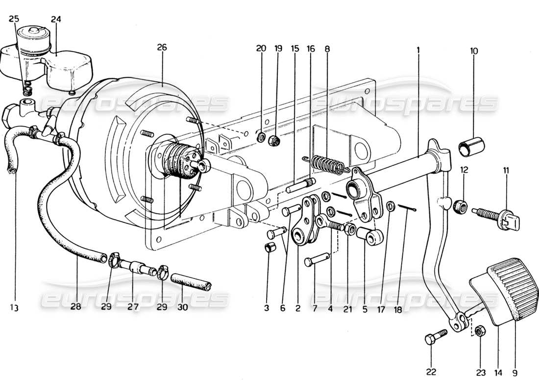 ferrari 365 gt4 2+2 (1973) système hydraulique de freinage schéma des pièces