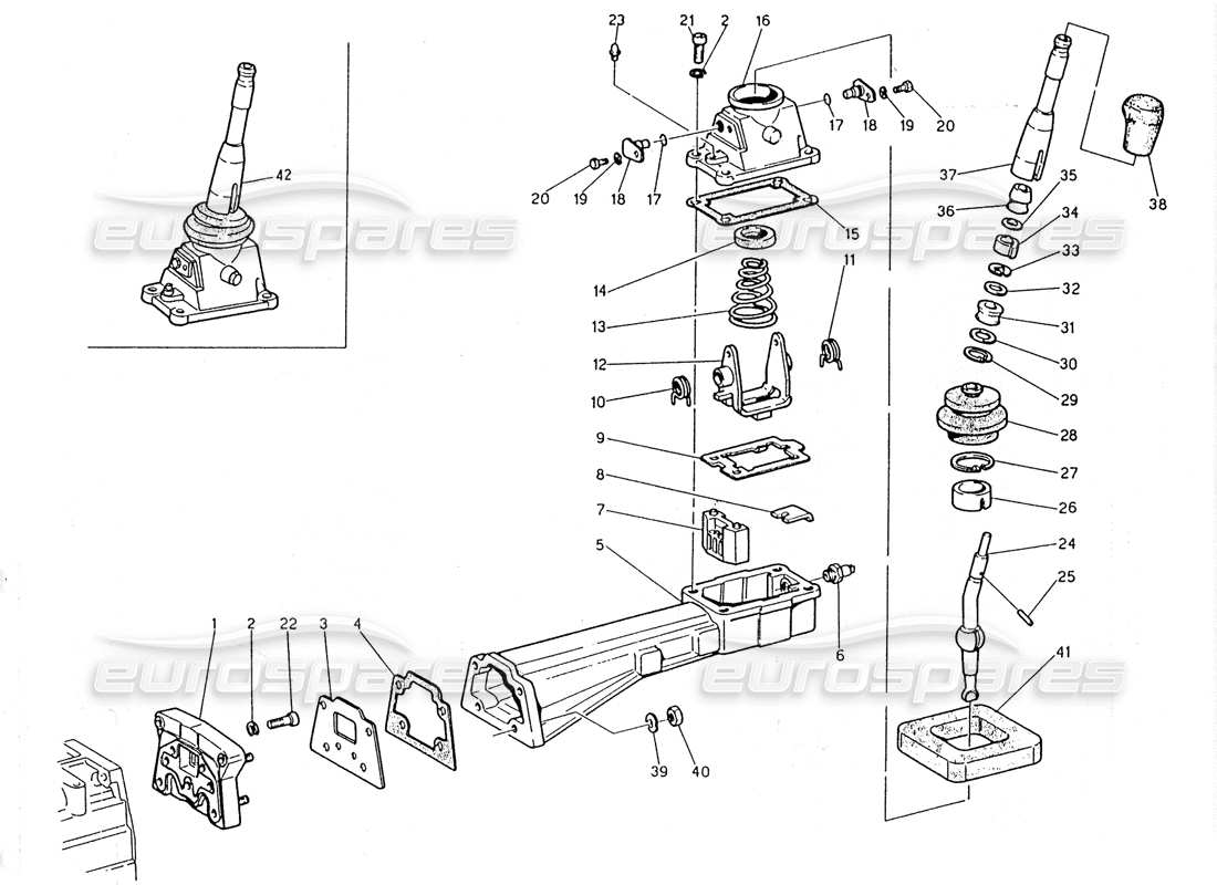 maserati 2.24v transmission - schéma des pièces des commandes extérieures