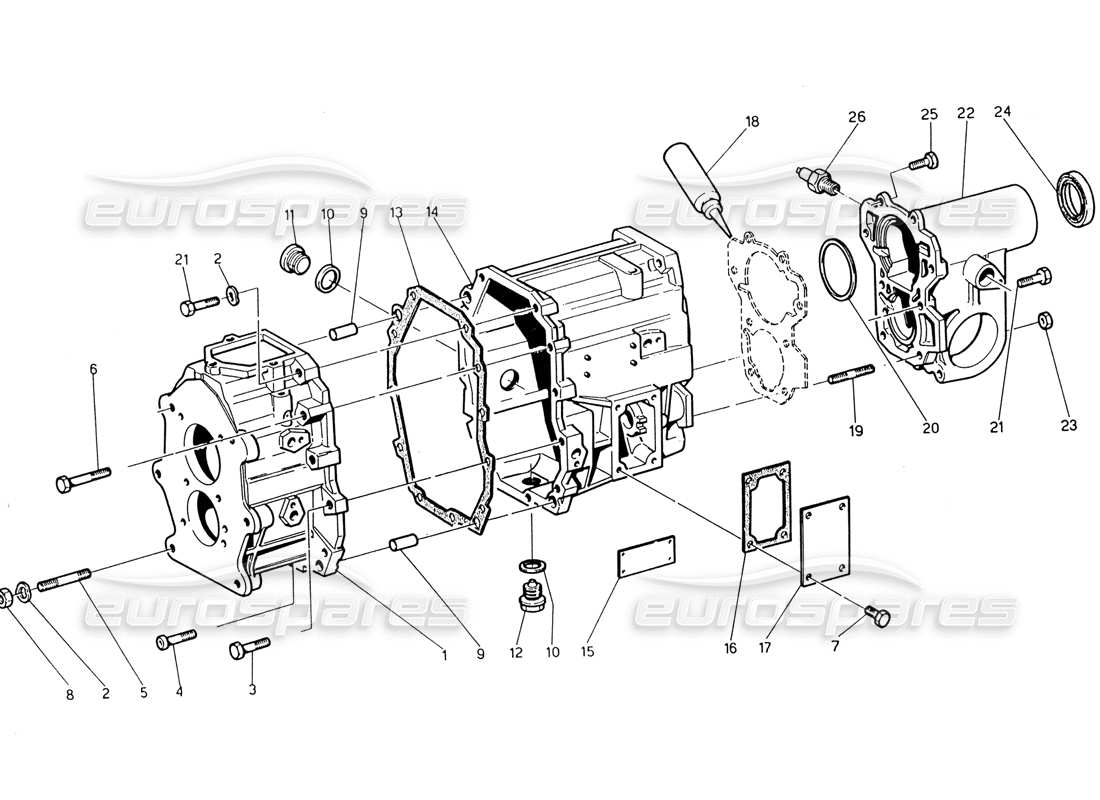 maserati 222 / 222e biturbo boîte de transmission schéma des pièces