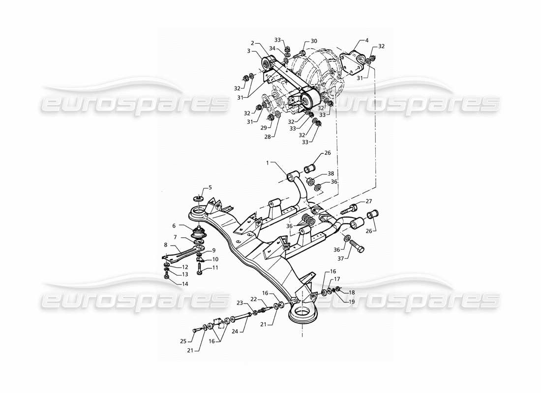 maserati qtp. 3.2 v8 (1999) suspension arrière schéma des pièces