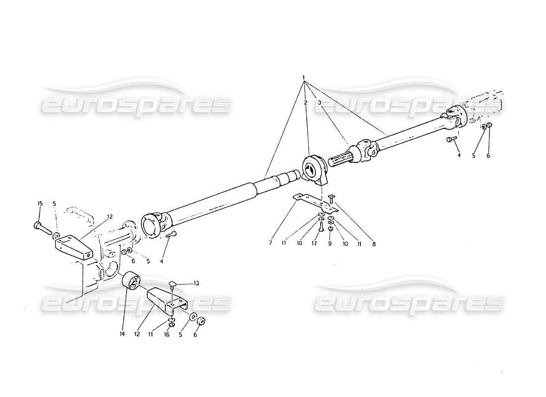 maserati biturbo 2.5 (1984) diagramme des pièces de l'arbre d'hélice et du support
