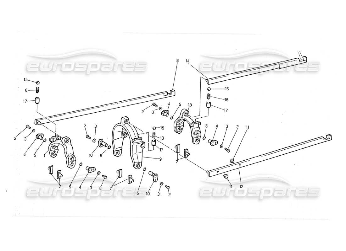 maserati 2.24v transmission - commandes intérieures schéma des pièces