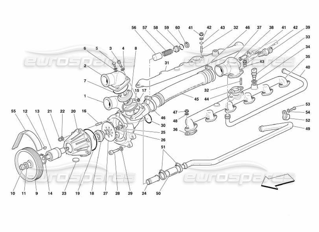 ferrari 550 barchetta pompe à eau schéma des pièces