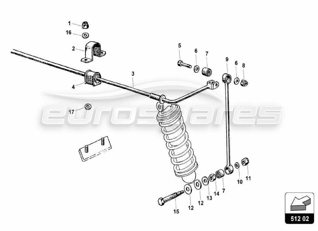 lamborghini miura p400 schéma des pièces de la suspension arrière