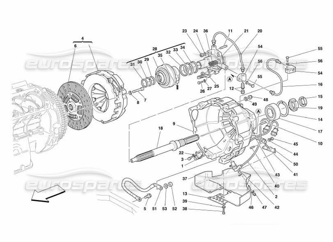 ferrari 550 barchetta embrayage - schéma des pièces des commandes