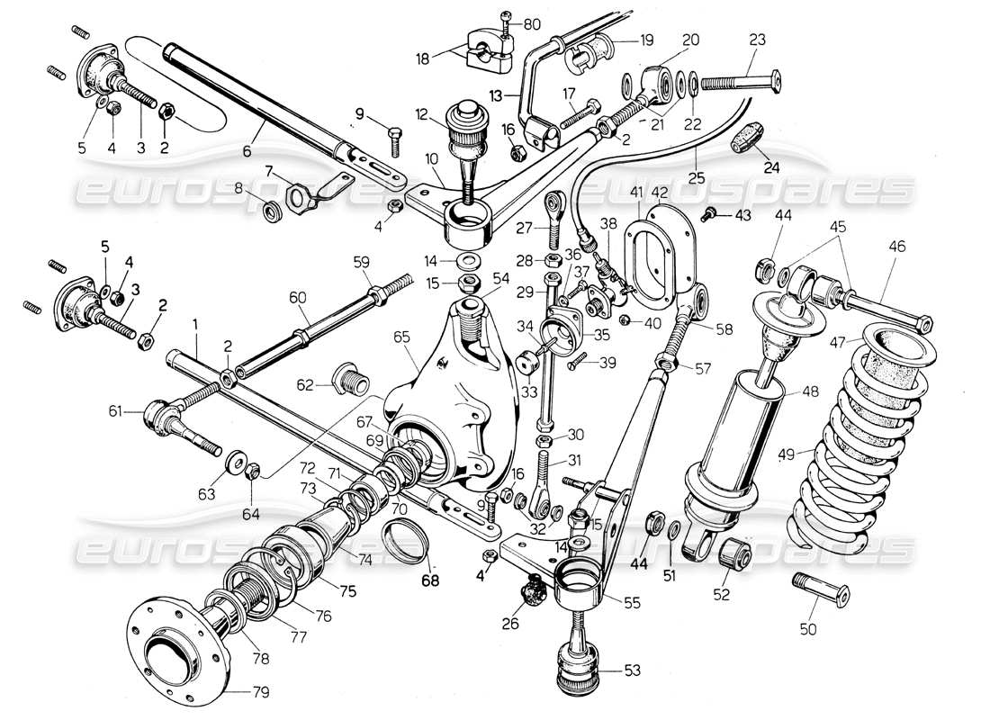 lamborghini countach lp400 schéma des pièces de la suspension avant
