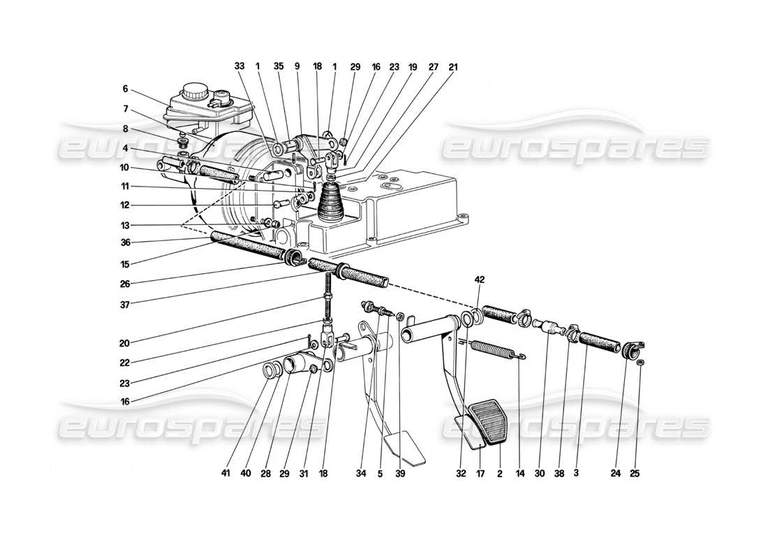 ferrari mondial 3.0 qv (1984) système hydraulique de freinage schéma des pièces