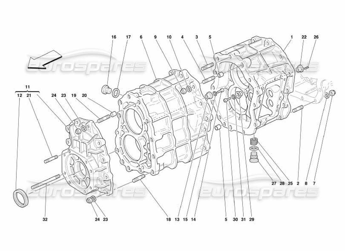 ferrari 550 barchetta schéma des pièces de la boîte de vitesses