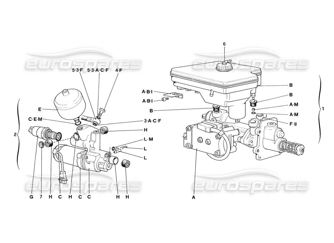 ferrari 328 (1988) système hydraulique pour antidérapant schéma des pièces