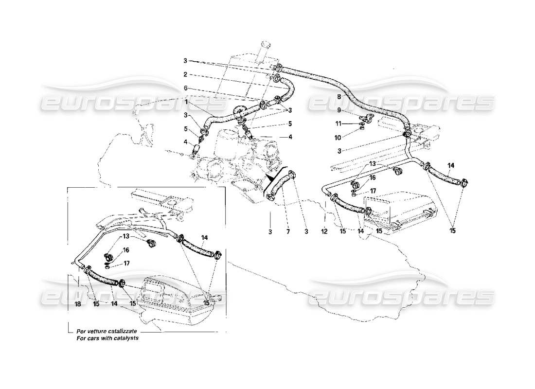 ferrari f40 recyclage des vapeurs d'huile schéma des pièces