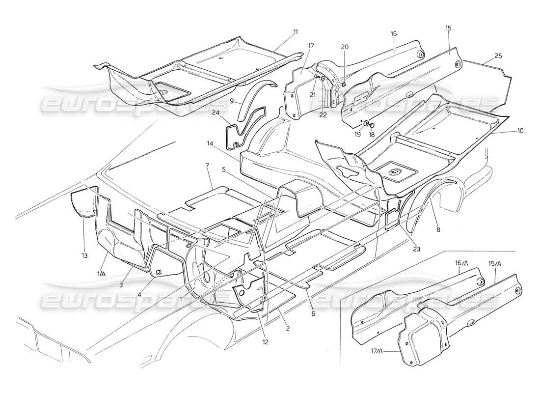 maserati biturbo spider tapis et feutres schéma des pièces
