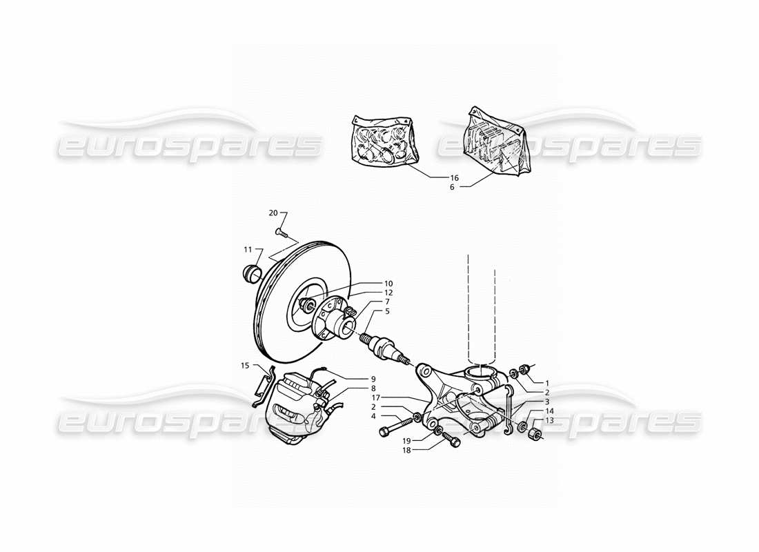 maserati qtp. 3.2 v8 (1999) moyeux et freins avant avec diagramme de pièces abs