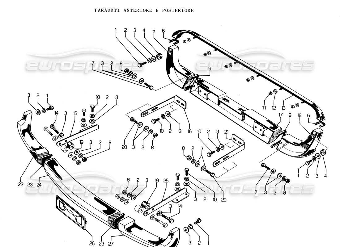 lamborghini espada pare-chocs avant et arrière schéma des pièces