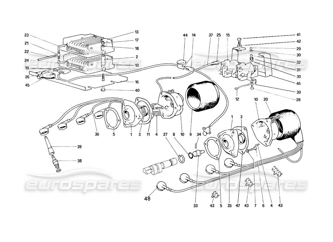 ferrari 308 quattrovalvole (1985) allumage du moteur schéma des pièces