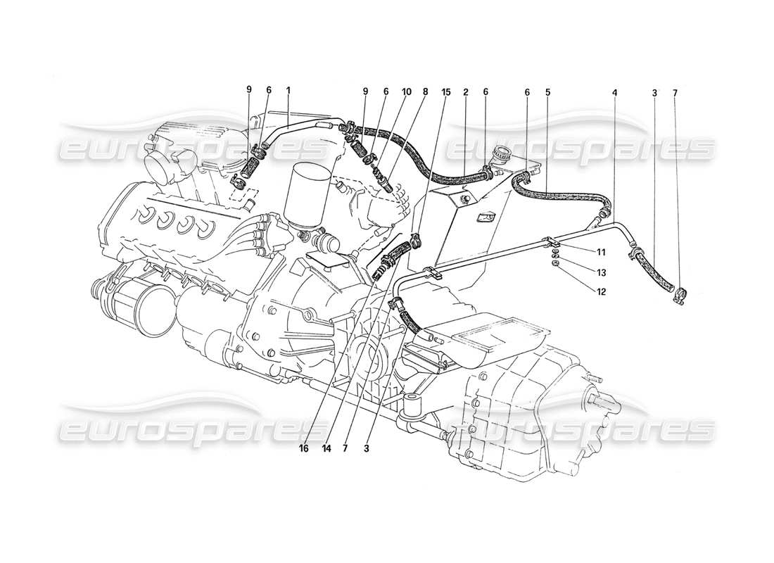ferrari 288 gto système blow-by schéma des pièces