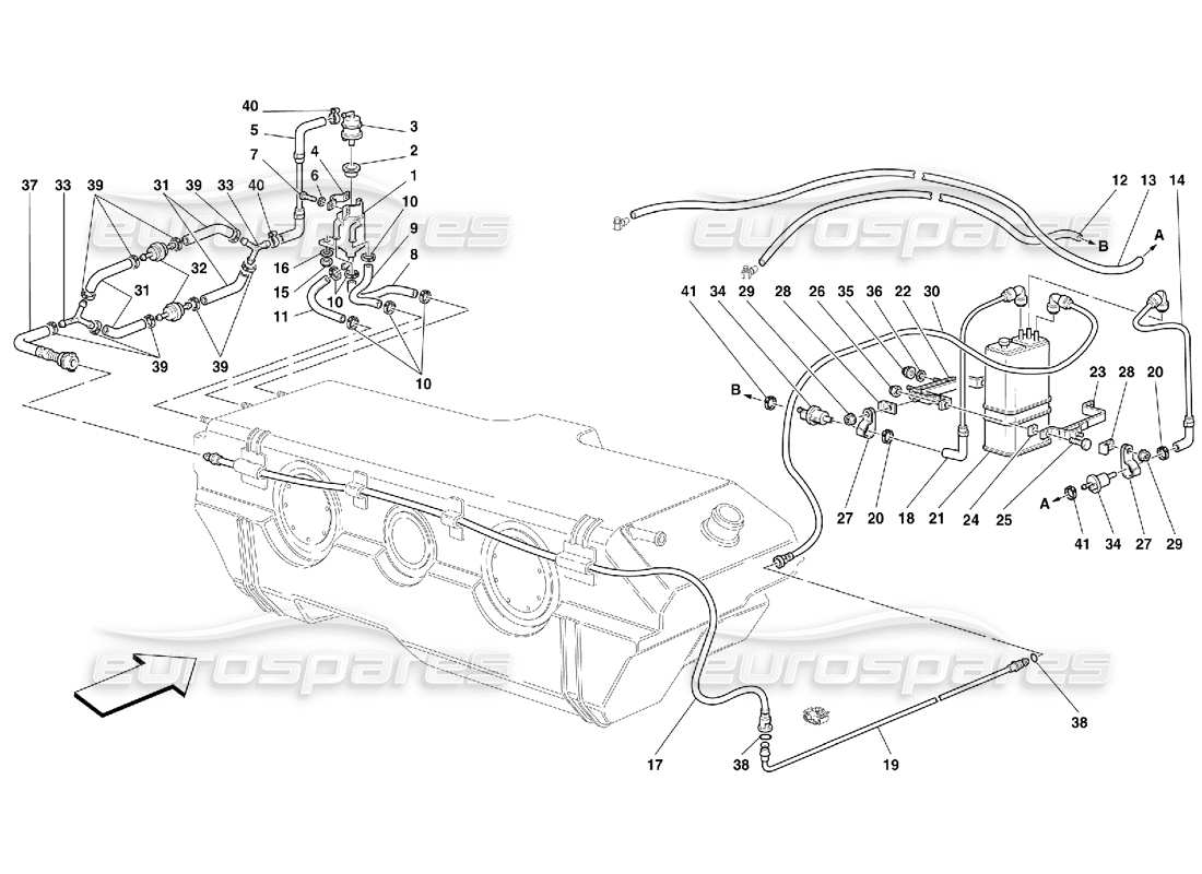 ferrari 456 gt/gta anti-évaporation. appareil -valable pour les états-unis, le cdn et l'aus depuis car ass. n° 26913 schéma des pièces