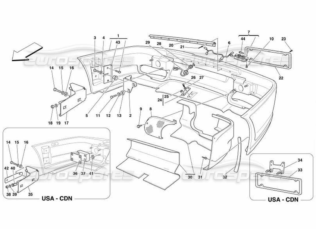 ferrari 550 barchetta pare-choc arrière schéma des pièces