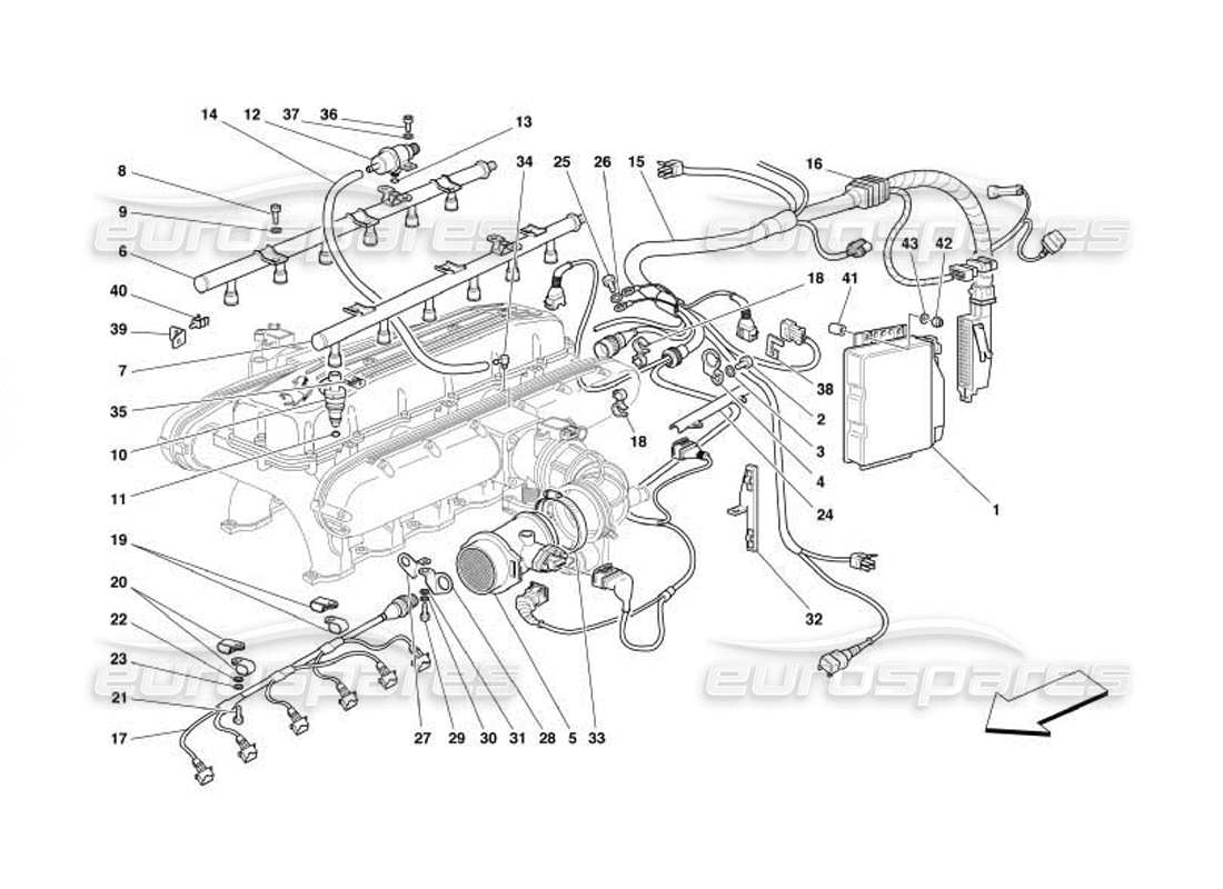 ferrari 550 barchetta schéma des pièces du dispositif d'injection
