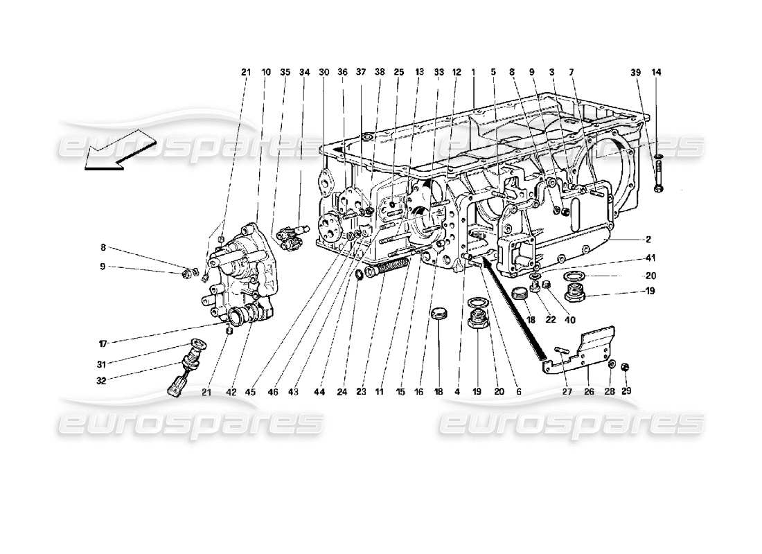 ferrari 512 tr schéma des pièces de la boîte de vitesses