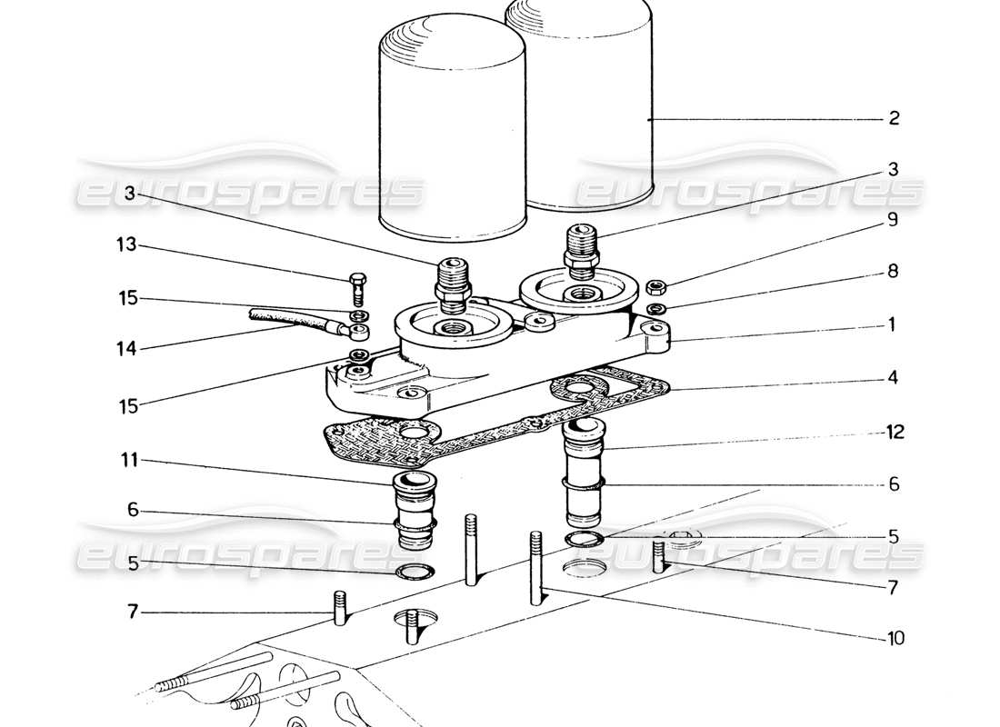 ferrari 365 gt4 2+2 (1973) diagramme des pièces des filets d'huile
